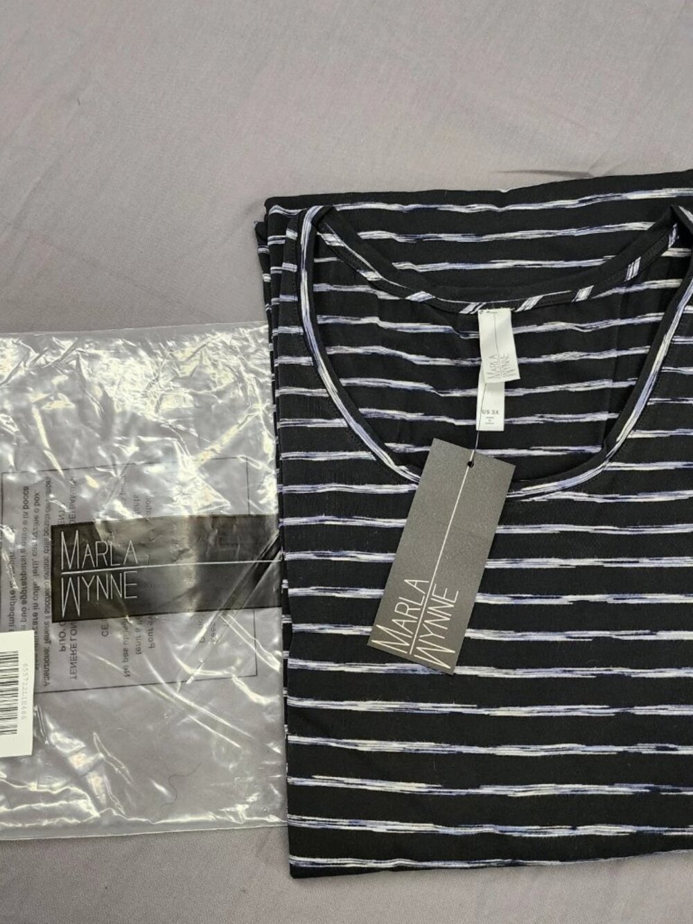 MarlaWynne NWT Womens Plus 3X Maxi Dress Black Blue Striped Sleeveless Stretch